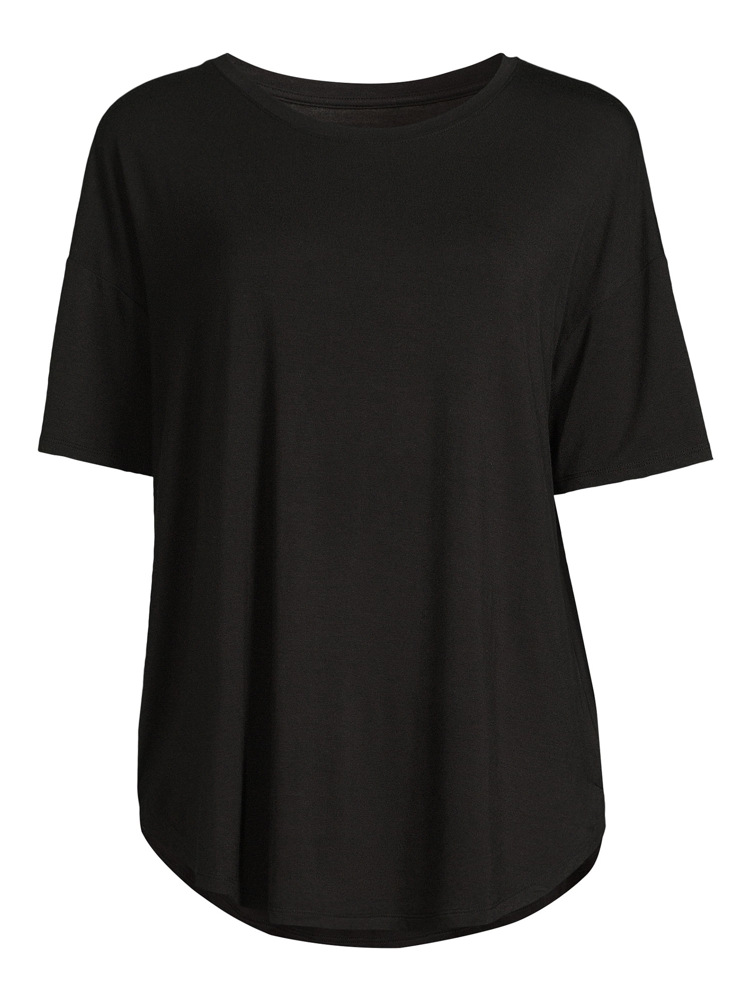 Time and Tru Women's and Women’s Plus Crewneck Tunic Tee with Short Sleeves, Sizes S-3XL