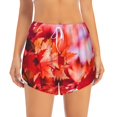 thumbnail image 3 of Uemuo Autumn Maple Leaves Pattern Women's Athletic Shorts High Waisted Running Shorts with Liner Pockets Gym Elastic Workout Shorts-Small, 3 of 9