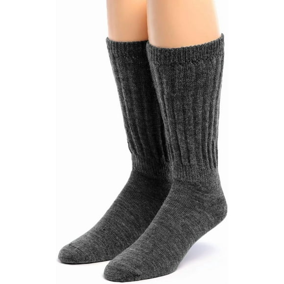PinesC • Extra Wide • Loose Top • Terry Lined Alpaca Socks • Unisex • Comfort Band • Crew