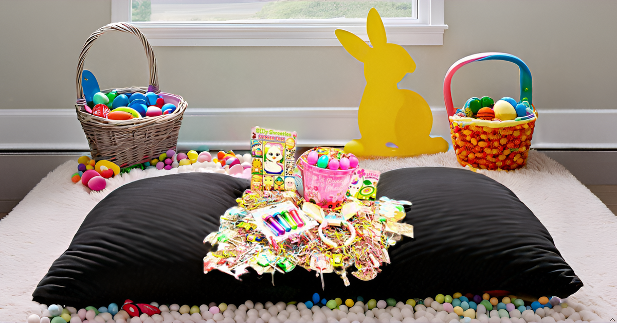 Pink Easter Basket Prefilled Custom 44 Pieces, Candy Treats Toys Activity Books, All Youth