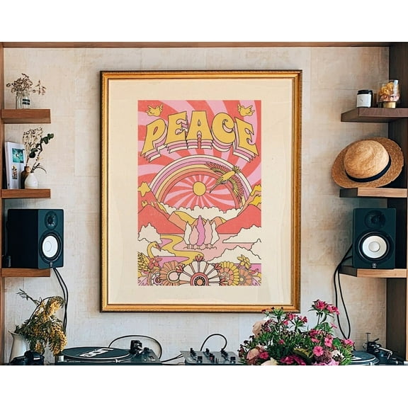 70S Decor, Retro Home Decor, 70S Home Decor, Peace 70S Decor, 70S Wall Art, Hippie Print, Wall Art Wall Art, Modern Wall Decor For Living Room, 8x12 UNFRAMED