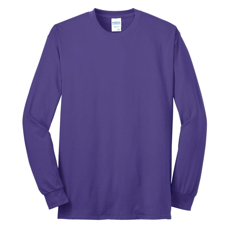 Mens Long Sleeve Core Blend Cotton/Polyester Tee Purple 4X-Large