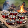 thumbnail image 3 of Bateria cocina de 12 piezas ollas y sartenes antiadherentes cocina en casa cocina antiadherente, rojo, 3 of 10