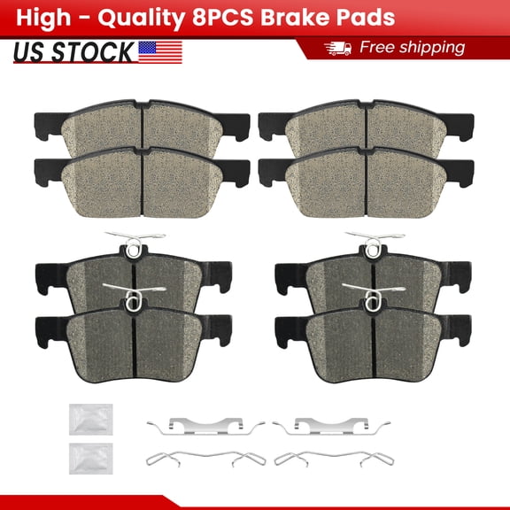 ACB ZONE Front and Rear Ceramic Brake Pads with Hardware for Lincoln Nautilus MKX Ford Edge (S-1818 S-1665)