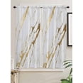 thumbnail image 2 of Bedroom Curtains 63 Inches length, White Gold Modern Window Treatment Curtain Drapes, Abstract Vintage Marble Geometric Rod Pocket Curtain Panels for Living Room Kitchen, 42"x63", 2 Panels, 2 of 7