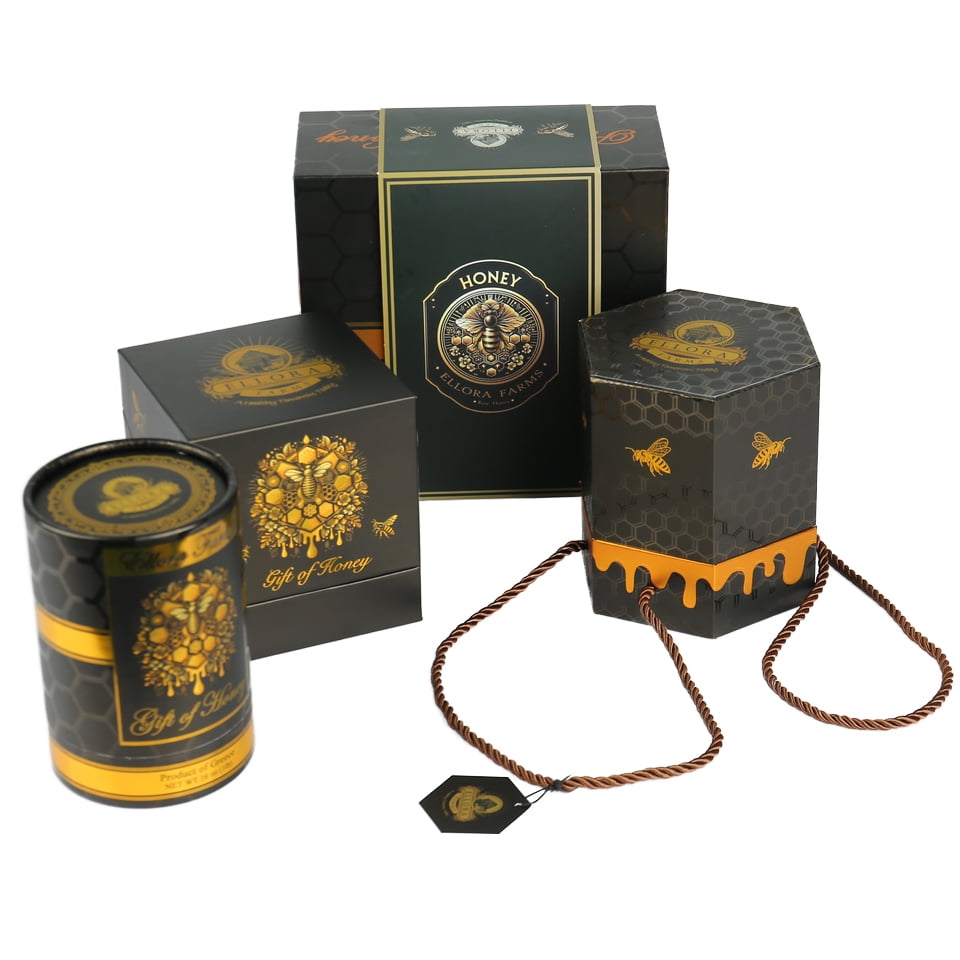 Ellora Farms Queens Nectar Gift of Honey, Raw & Unfiltered Superfood, Orange Blossom Honey, 450 Gram Glass Jar