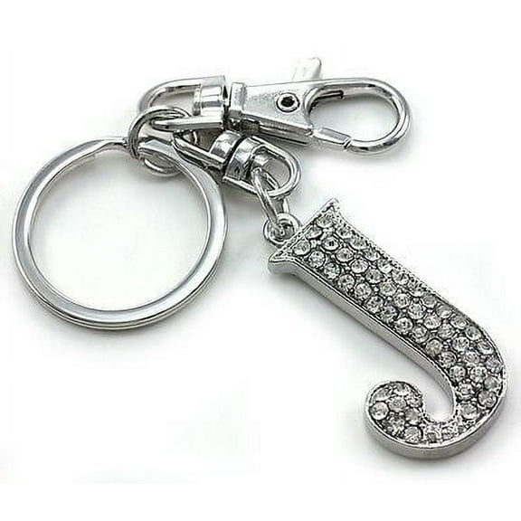 Clear Name Alphabet Initial Letter J Car Keychain Key Ring Wedding Gift Charm
