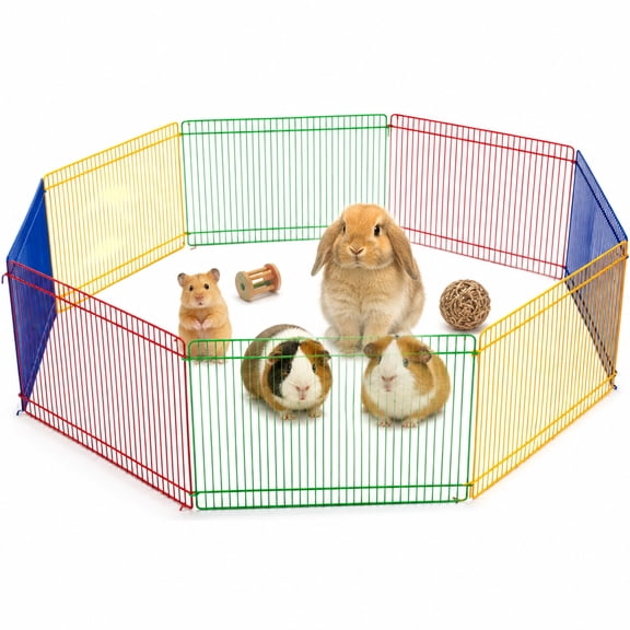 Multi-Color Small Animal Playpen, Expandable Pet Enclosure for Indoor and Outdoor Use