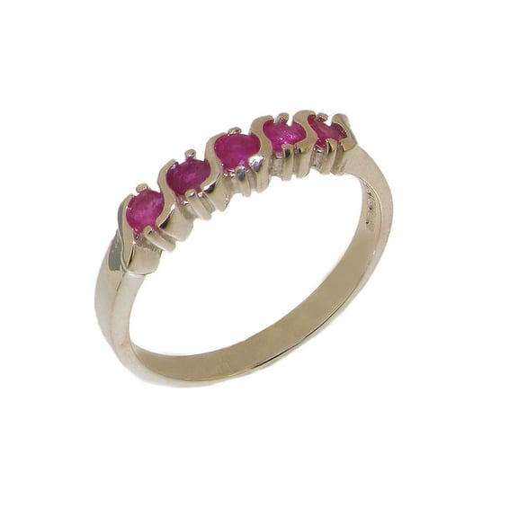 LBG British Made 925 Sterling Silver Natural Ruby Womens Eternity Ring - 33 size options
