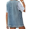 thumbnail image 5 of STARVNC Women Button Down Sleeveless Distressed Vest Denim Jacket, 5 of 7
