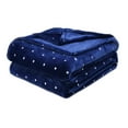 thumbnail image 2 of Superior Fleece Plush Fluffy Soft Blanket, Polka Dot Navy Blue, Throw, 2 of 9