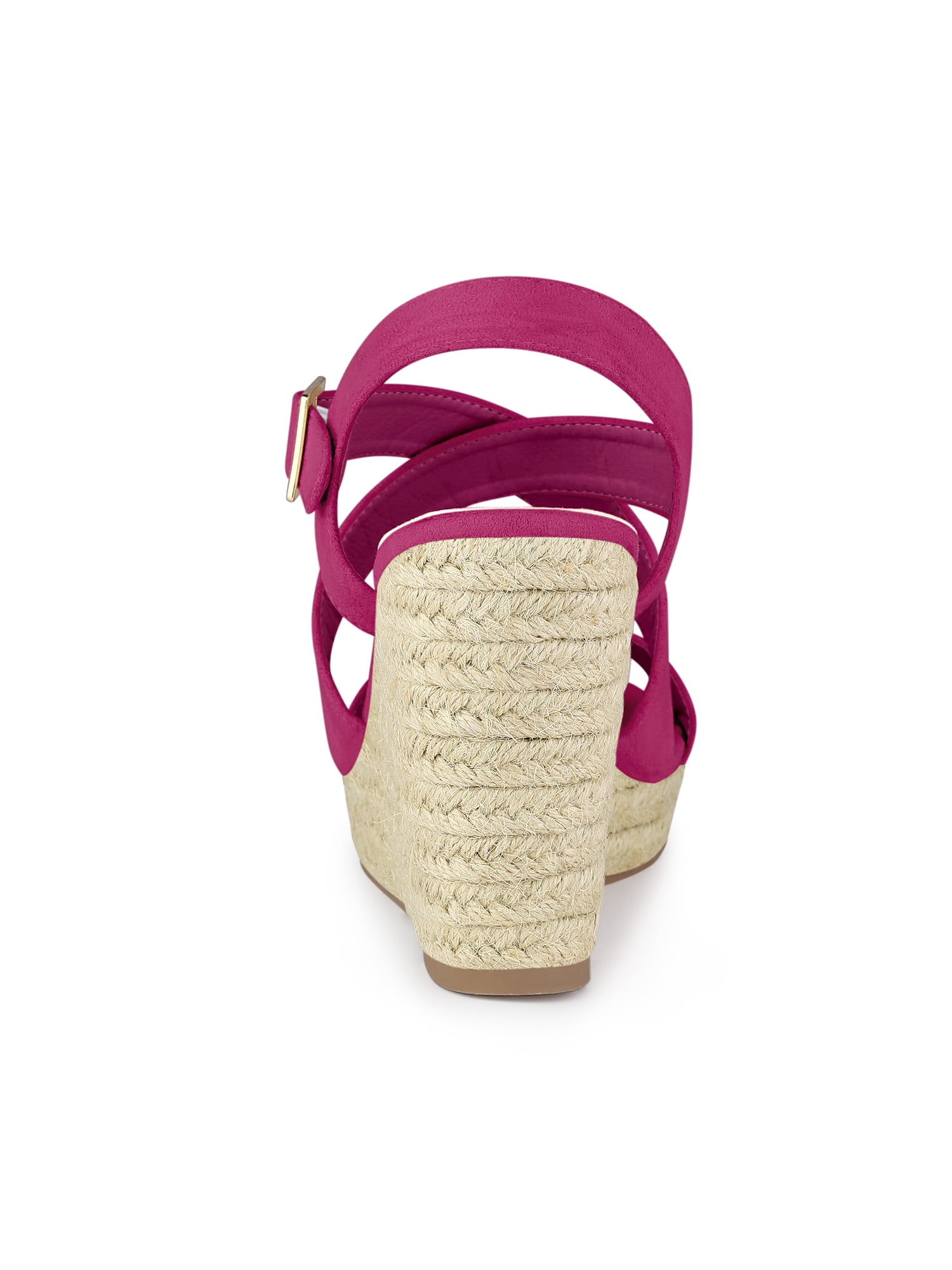 DARING DIVA Women's Stylish Espadrilles Platform Slingback Wedges Sandals Hot Pink 8.5