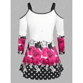 thumbnail image 2 of Camiseta de Talla Extra con Estampado Floral con Hombros Al Aire Rosegal  Mangas largas de talla grande, 2 of 5