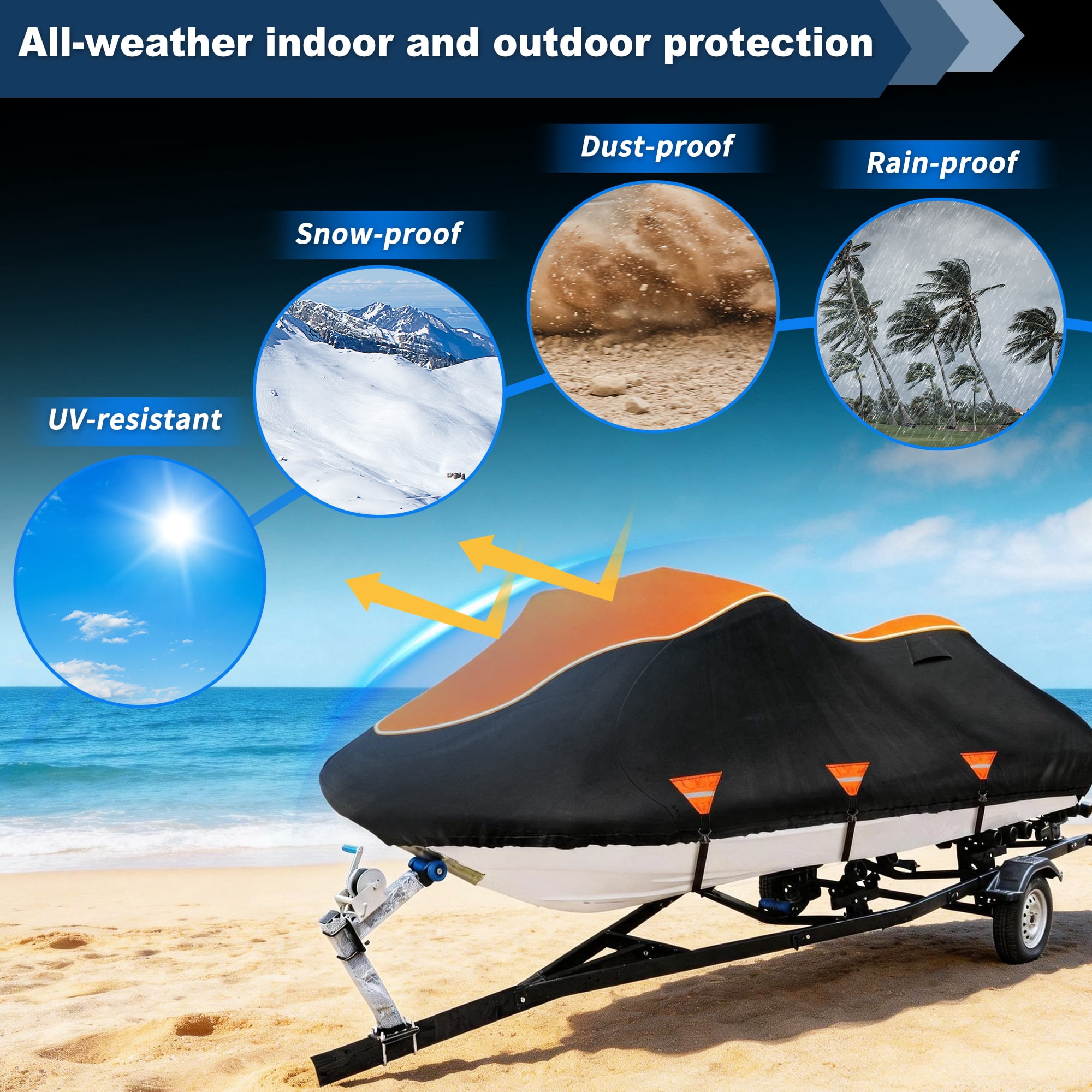 Unique Bargains 1 Seater 300D Duty Oxford Waterproof Cover Black Orange 103"-115"