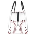 thumbnail image 2 of Insulated Lunch Tote Bag White Baseball Lunch Bag For Women Men, 2 of 7