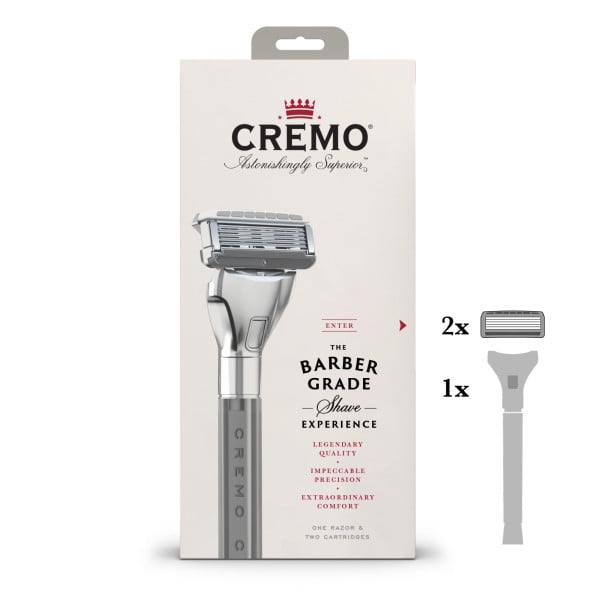 Cremo Barber Grade Razor & Durable Steel Razor Refill Cartridges Variety Pack
