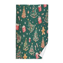 Yayeee 2 Pack Hand Towels for Bathroom 100% Cotton 16" x 28" Kitchen Towel, Green Christmas Gingerbread