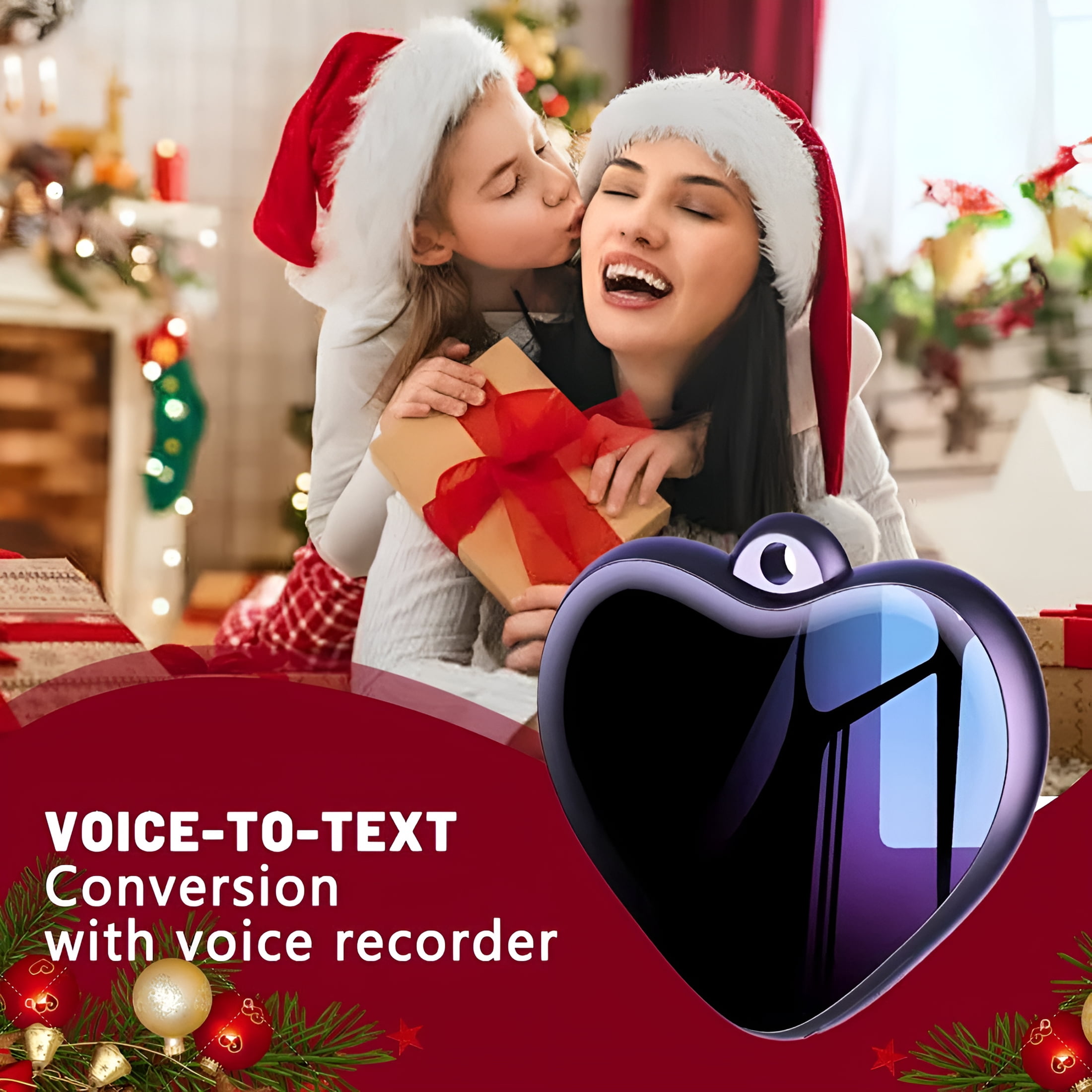 GJX 2026 New Heart Pendant Voice Recorder-200H Storage Mini Hidden Recorder with Voice Activation&Noise Reduction,35H Continuous Recording,Portable for Meetings,Lectures,Interviews