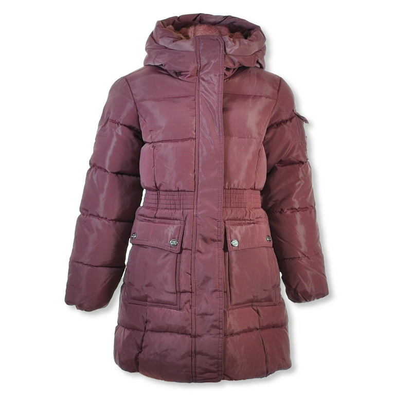 Steve Madden Dark Dusty Rose Faux Fur-Accent Hooded Longline Puffer Coat -  Girls, Best Price and Reviews