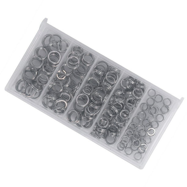 200PCS 5Sizes Heavy Duty Stainless Steel Split Rings Solid Lures Connectors  Fishing Tackle 