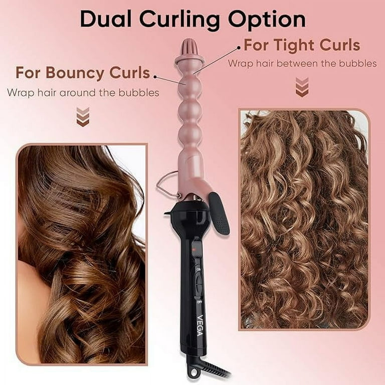 VEGA Bubble Hair Curler for Women with Ceramic Coated Barrel Quick Heat Up VHCH 07 Black