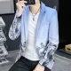 thumbnail image 3 of Blazer masculino con estampado de un solo pecho, chaqueta de traje para hombre, abrigo estampado blanco, novedad en ropa de verano, ropa masculina elegante y original, 3 of 4