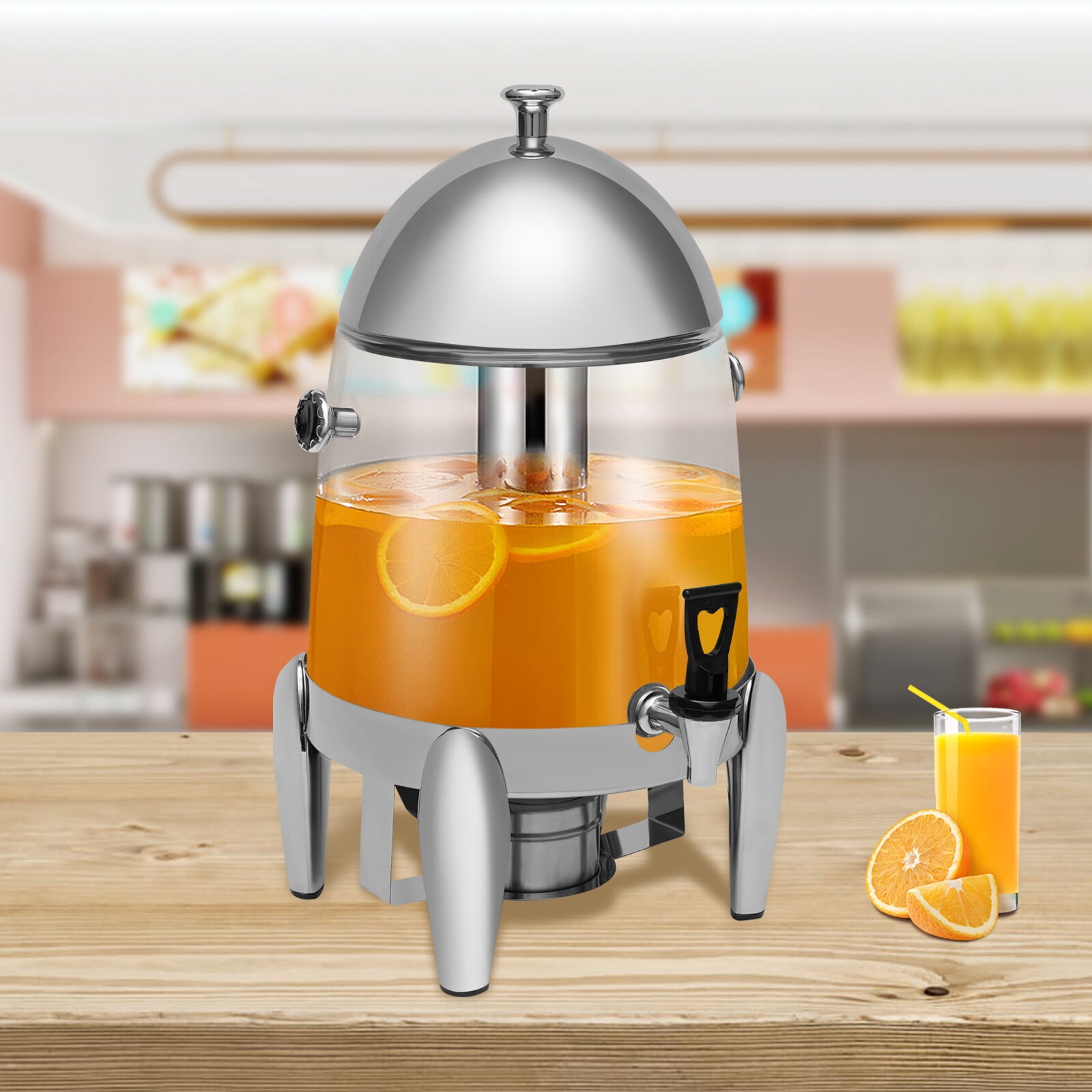 12L Hot Beverage Dispenser, PC Transparent Hot Drink Dispenser, Electric Heating & Alcohol Burner Ready, for Outdoor Picnic Camping BBQ