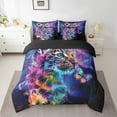 thumbnail image 2 of 7pcs Leopard Cheetah Print Bedding Full Woodland Wildlife Comforter Set Cartoon Animal Bedding Comforter Sets Mystic Galaxy Nebula Bed in a Bag Rainbow Butterfly Bedding Accessories, 2 of 6