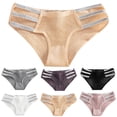 thumbnail image 4 of WZXFASHION Culottes Aguichant Sans Couture pour Femmes Couleur Contrastante Taille Haute Élasticité Douce Confortable Coton Sans Couture Culottes pour Femmes Violet m, 4 of 4