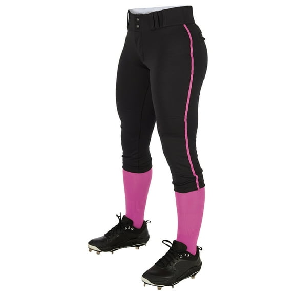TOURNAMENT w/Pipe Softball Pant - BLACK,PINK - L
