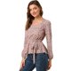 thumbnail image 1 of Blusa Floral Allegra K Manga Larga Cuello Cuadrado Peplum Rosa L, 1 of 6