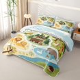 thumbnail image 3 of Manfei Kawaii Elephant Bed Spread Queen,Safari Animal Queen Coverlet Set,White,3pcs, 3 of 7