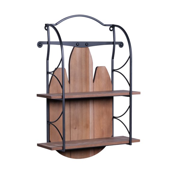 Stratton Home Decor Étagère Murale en Bois en Forme de Traîneau d'Hiver Style Ferme Étagère Flottante Rustique pour Mur avec Accents Bois et Noir Étagère Murale Montable pour Chambres Ou Toute Pièce 5"X14"X20 Pouces