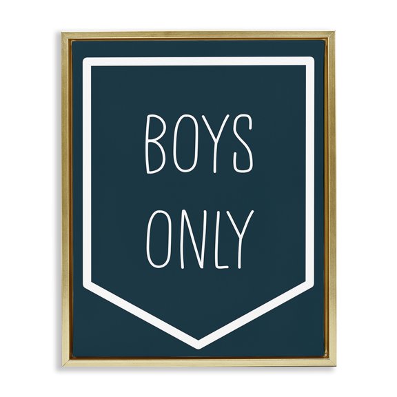 Stupell Industries Contemporary Minimal Boys Only Gold Floating Frame Canvas Art, 17 x 21, by Lil' Rue