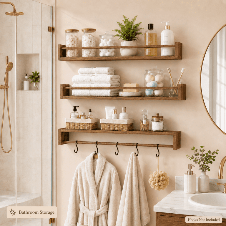 Mehoom 24-Inch Rustic Solid Wood Floating Shelves Set of 3 photo 6