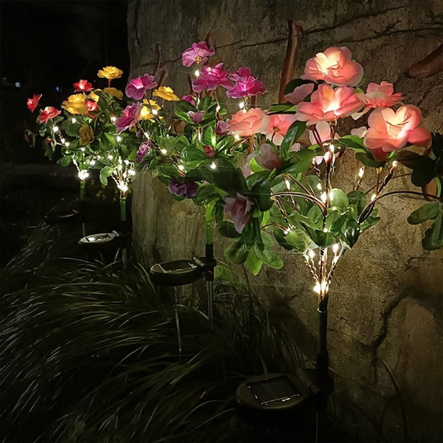 Bewildely Luces solares para jardín, luz LED fácil de instalar para flores, solar multiusos Decoración Rojo Lámpara de calentamiento