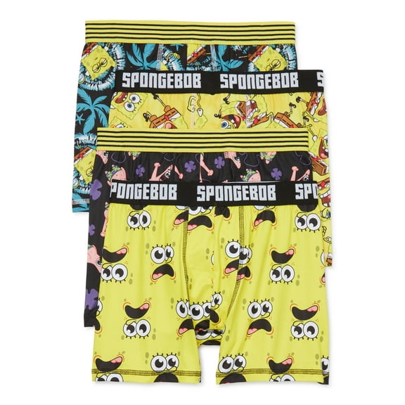 Nickelodeon Boys SpongeBob SquarePants Boxer Briefs Underwear, 4-Pack, Sizes XS-XL
