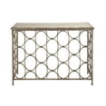 thumbnail image 1 of Decmode Contemporary 33 X 43 Inch Distressed Gold Rectangular Console Table with Oval Trellis Design, 1 of 2