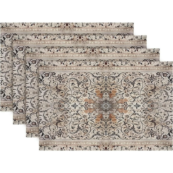 Table Runner Boho Table Runners Vintage Elegant Farmhouse Table Center Linen Decor for Home Dining Party Entrance (12x18 Inch ,Set of 4) Boho-Brown