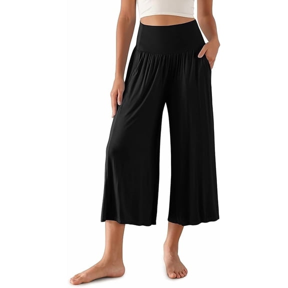 UZMOG Yoga Pants Women, Capris Flare Leggings for Women, Summer Womens Capri Pants Casual Black Pants for Women