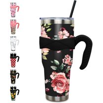 40 oz Tumbler with Handle and Straw Leak Proof 40 oz Retor Floral Cup Insulated Stainless Steel Flower Coffee Travel Mug Slim 40oz Tumbler with Handle Gifts for Women