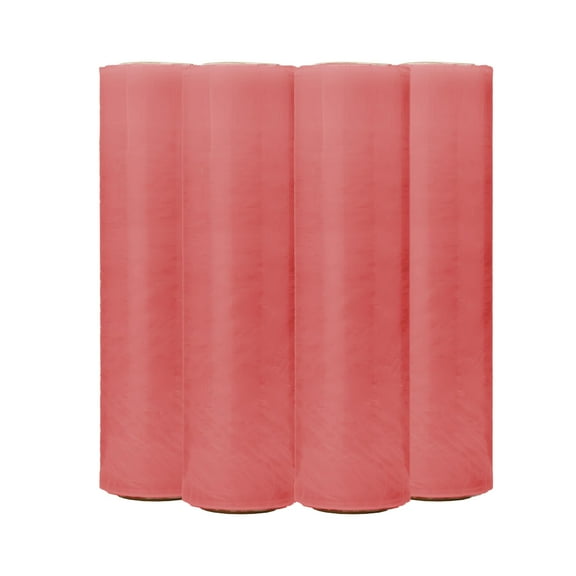 The Boxery 18''X1500' Per Roll of Stretch Wrap (Red) - 4 Rolls Included (80 Gauge) - Industrial Strength Stretch Wrap Film Red Cling Plastic for Shipping, Moving and Packaging