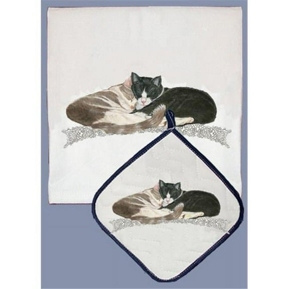 Pipsqueak Productions DP587 Cat Dish Towel And Pot Holder Set
