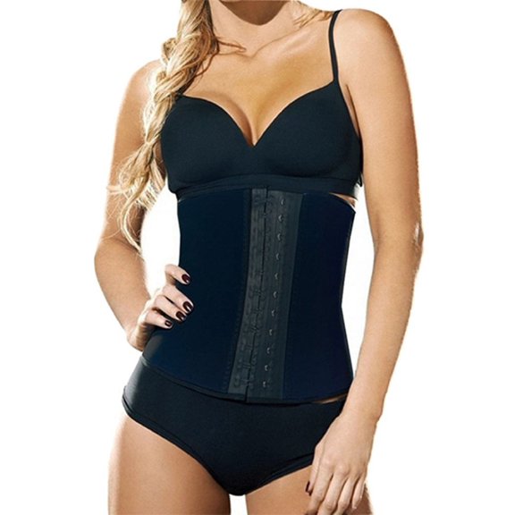 ToBeInStyle Women's Cotton Blend Hook-and-Eye Waist Trainer Corset - Black - Medium