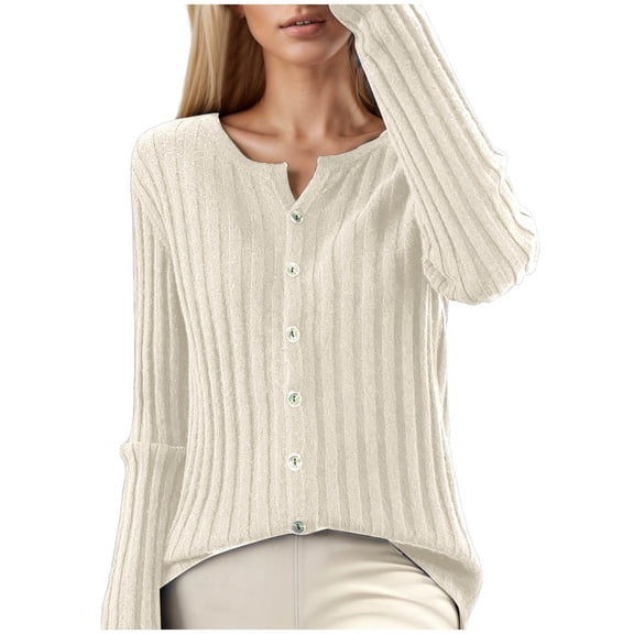 Lixiuxyad J Cardigan Women's Casual Slim Fit Cardigan O Neck Long Sleeve Soft Solid Sweater Knitwear