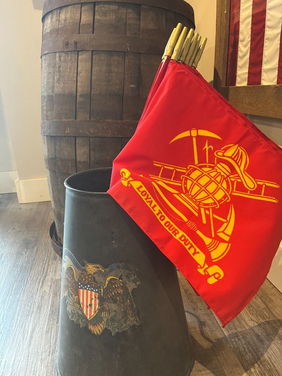Fireman Stick Flag, 12x18" Polyester Flags on a Staff, Pack of 12, Firefighter Memorial, Made in USA