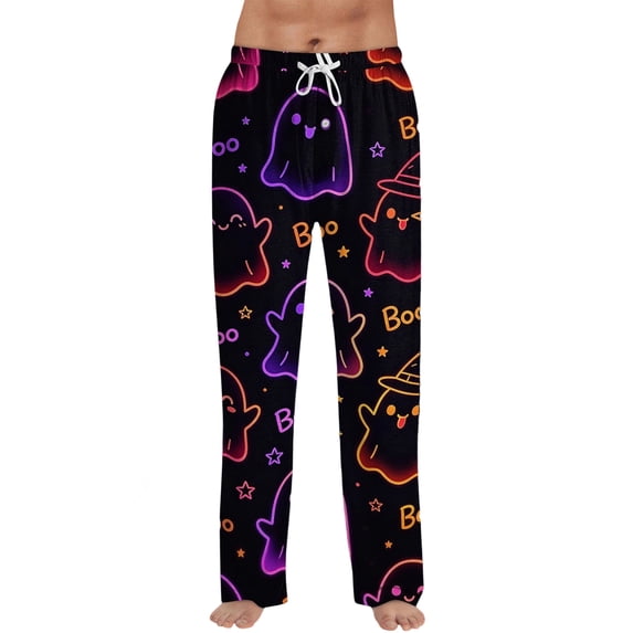 Men's Pajama Pants Halloween Vintage Pumpkin Pj Pants Funny Spooky Print Casual Lounge Bottoms Drawstring Sleepwear with Pockets