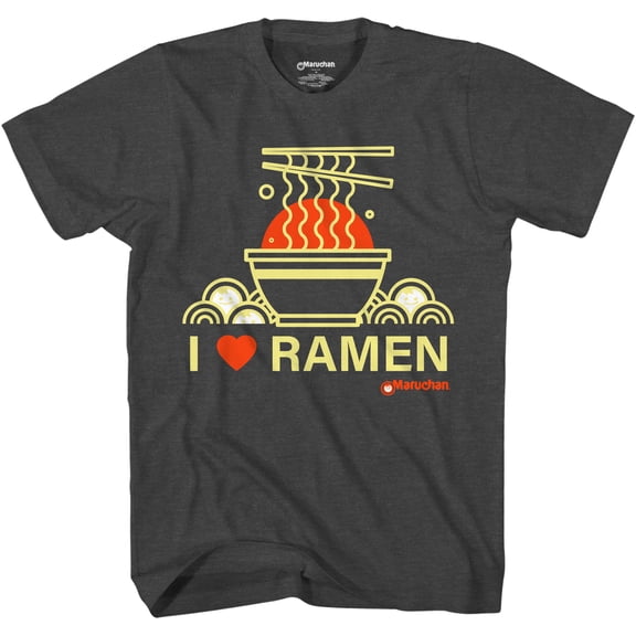 Maruchan Ramen T-Shirt - Grey I Love Ramen Shirt for Men or Women, Heather Charcoal Grey, Small