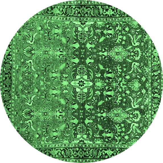 Ahgly Company Indoor Round Persian Emerald Green Traditional Area Rugs, 6' Round