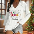 thumbnail image 6 of EchfiProm Womens V Neck Shirts White Comfy Christmas Long Sleeve Graphic Snowman Xmas T Shirts for Female, 6 of 6